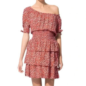 Maje ditsy floral off the shoulder ruffle mini dress